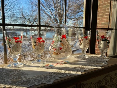 Праздничный кувшин Oneida с ручной росписью и 4 стаканами чая со льдом - Изображение 1 из 4