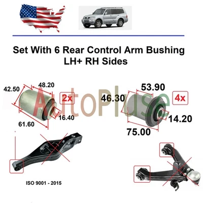 For Mitsubishi Montero 2001-2006 Set Upper LH+RH Rear Control Arm Bushing Foto 1 de 4