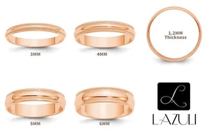 Fede Nuziale Oro Rosa Massiccio 14K 3mm 4mm 5mm 6mm Milgrain Uomo e Donna - Foto 1 di 17