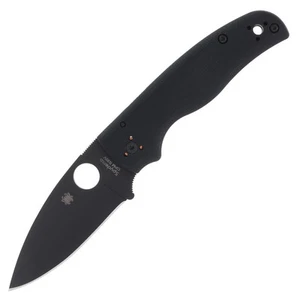 Spyderco Shaman Folding Knife 3.58 Inch Plain Black DLC Drop Point SPC229GPBK - Picture 1 of 1