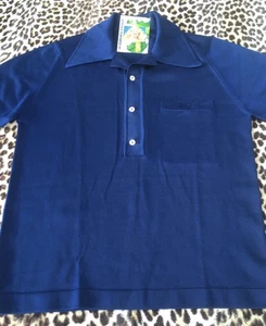 FRANZÖSISCHES MONTAGUT 70er POLOSHIRT~FIL DE LUMIERE MARINEBLAU STRICK~MADE IN FRANCE~S - Bild 1 von 10