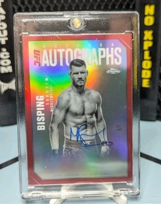 2025 Michael Bisping Topps Chrome UFC Octagon Autographs On Card Red Auto 1/5  - Image 1 of 3