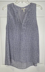 Joie Damen Medium 100% Seide ärmellose Bluse blau weiß V-Ausschnitt Tank Top - Bild 1 von 8