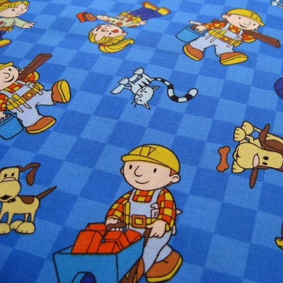 Bob The Builder Cotton Fabric HIT Keith Chapman Cranston Vtg 2002 1 Yd Cartoon - Image 1 of 4