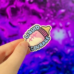 LIQUID COURAGE Sticker Baby Bottle Waterproof Durable Matte Decal Hand-Drawn - Picture 1 of 4