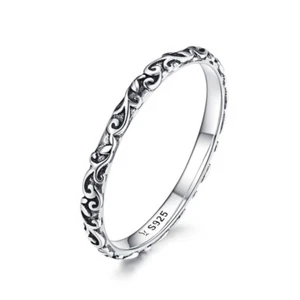 BAGUE MOTIF VINTAGE ARGENT STERLING 925 - Imagen 1 de 3