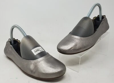 Zapatos planos de ballet LL Bean para mujer talla 8 M cuero negro punta redonda espalda elástica Foto 1 de 4