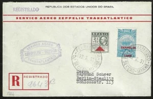 BRAZIL 1931 Registered ZEPPELIN Cover Pernambuco to Berlin - Picture 1 of 2