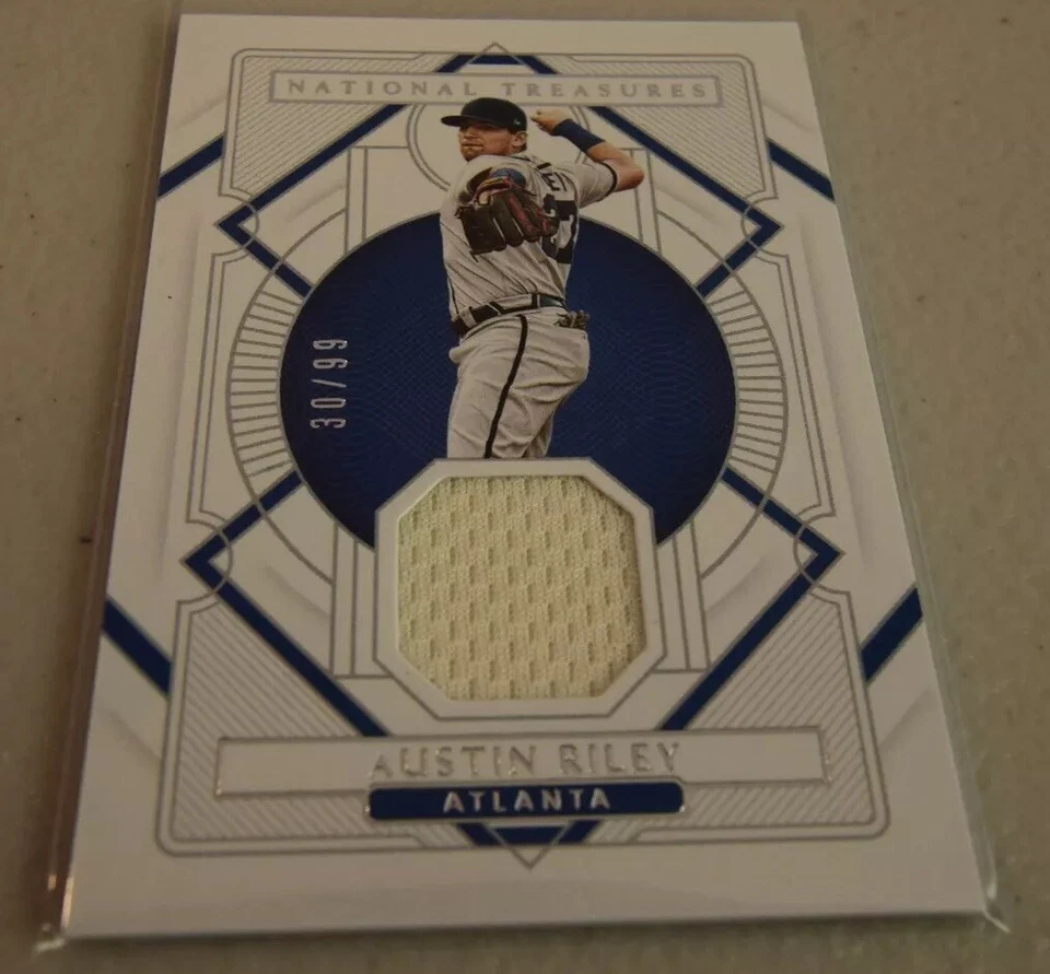 2021 National Treasures Austin Riley Jersey Relic #/99 Braves - Image 1 of 2