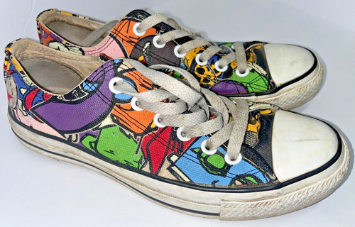 Adesivo vintage anni 90 Converse All Star cartone animato basso oxford 100143F uomo 6 donna 8