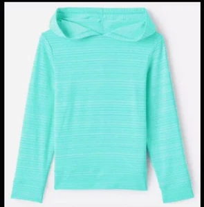 Sudadera con Capucha Ligera Manga Larga Lands End SPF 50 Talla Mediana 8 Island Aqua Nueva Sin Etiquetas - Imagen 1 de 2