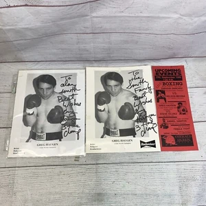 Lotto foto firmate Greg Haugen boxe promo volantino programma autografate rare originali - Foto 1 di 6