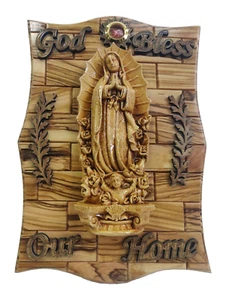 Handgefertigte Jungfrau Maria Plakette - Olivenholz religiöse Kunst aus Bethlehem - Bild 1 von 9