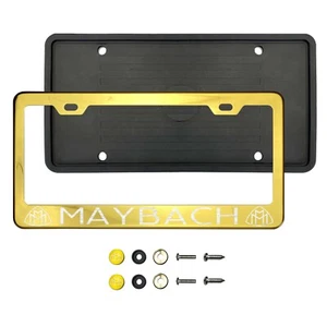 Maybach Laser Etched Gold 304 Stainless Steel License Plate Frame Silicone Guard - Picture 1 of 1