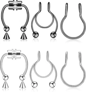 6 Pieces Nose Rings Fake Nose Ring Magnetic Septum Fake Nose Ring Fake Nose Ring - Picture 1 of 7