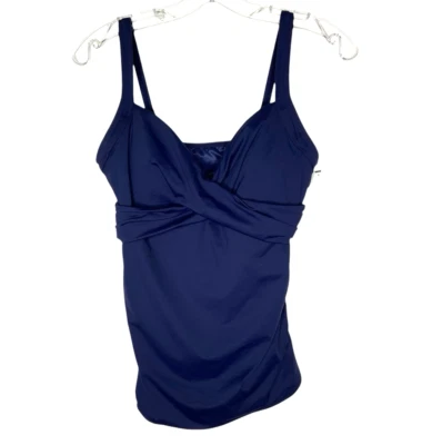 Camiseta de natación Lands' End talla 6 azul envolvente frontal Tankini A572787 con aros NUEVO Foto 1 de 4