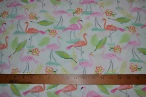 Cotton fabric, floral & flamingo print, 42" x 1.9 yards, preshrunk - Picture 1 of 9