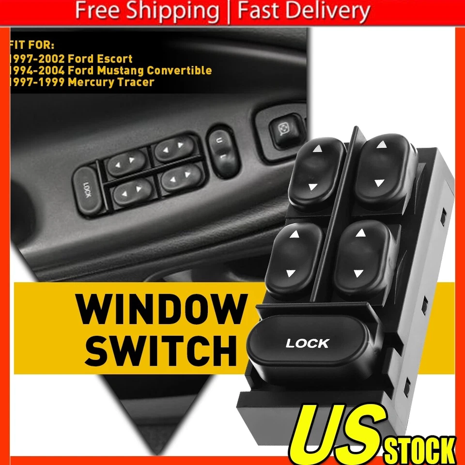 Interruptor de ventana eléctrica para Ford Mustang Convertible 1994 1995 1996-2004 delantero izquierdo Foto 1 de 4