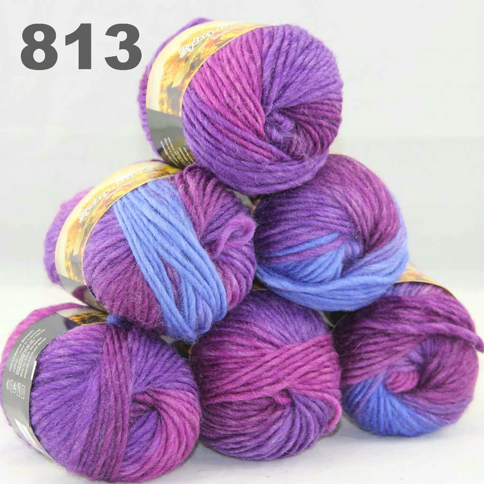 Sale Lot 6 Ballsx 50gr New Knitting Yarn Chunky Colorful Hand Wool Wrap Scarves - Image 1 of 4