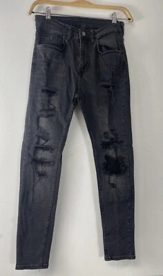 Zara Inditex Jeans Womens 10 Black Skinny Ripped W: 31 Denim Pants N324 - Image 1 of 4