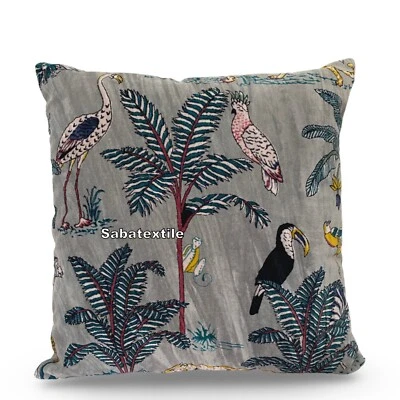 Indian Grey Tiger Printed Home Decor Velvet Cushion Cover Sofa Decor Cover US - Image 1 of 4