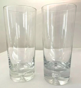 Set Of 2 Glass Tumblers Controlled Open To Base Bubble 6” Tall Heavy 1980’s - Bild 1 von 9