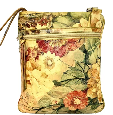 BOLSO BANDOLERA X-BODY DE CUERO GENUINO MULTICOLOR FLORES TAIUTI MAURIZIO Foto 1 de 4