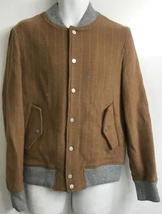 Eleventy Camel Wool Snap Up Bomber Jacket Gray Knit Trim Nwt Size 50/M - Picture 1 of 10