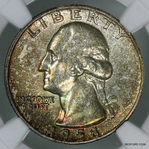 PRETTY TONED NGC MS67 1958-D WASHINGTON SILVER QUARTER 25c      (BC11) Cover