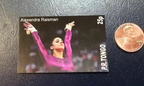 Alexandra Raisman 25P PR TONGO NON Perforated Stamp Olympics WOW Cover