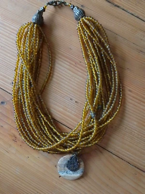 Collier multi rangs de perles de pâte de verre rarissime ancien vintage superbe - Photo 1/4