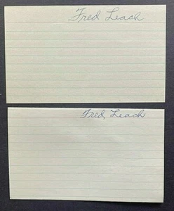 FRED LEACH Signed Lot of 2 INDEX CARD Phillies, NY Giants, Boston Braves MLB - Picture 1 of 5