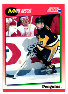 1991 Score Canadian Bilingual Base Card #145 Mark Recchi     e