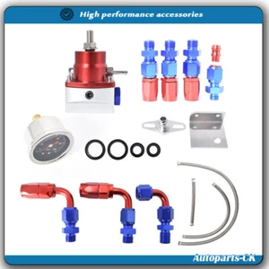 Kit regulador de presión de combustible ajustable universal 0-100 psi 6AN con calibre negro - Imagen 1 de 7