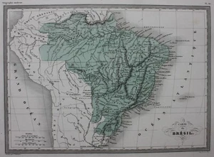 AMÉRICA DEL SUR, BRASIL, mapa antiguo original, Malte-Brun, c.1882 - Imagen 1 de 4