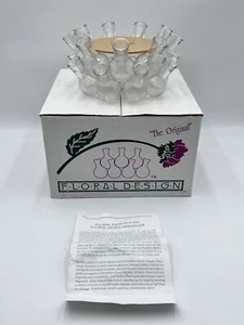 18 Bottle Clustered Flower Frog Clear Glass Stacked Floral Bud Vase Vintage - Picture 1 of 17