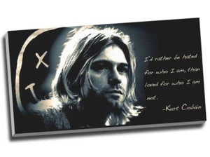 Kurt Cobain Qoute Lieber gehasst werden Leinwanddruck Wandbild 30x16" - Bild 1 von 1