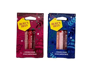 Burt's Bees Lip Shimmers Gift Set Kissable Color Warm and Cool Collection - Picture 1 of 8