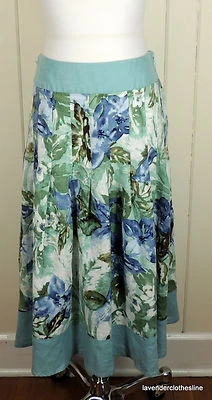 Falda Completa Tapemeasure 4 Aqua, Sage, Azul y Marrón Lino Línea A Foto 1 de 4