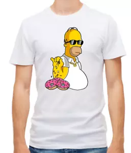 Maglietta da uomo Homer Sprinkle Bae, I Simpson, bianco/nero maniche corte H506 - Foto 1 di 5