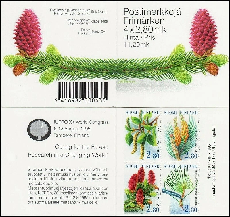 Picea Pinus Pine Betula Birch Caring For The Forest Finland Mint Booklet 1995 - Image 1 of 1