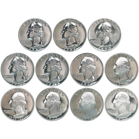 1968-1979 S Washington Quarter Gem Proof Run 11 Coin Decade Set US Mint Lot Cover