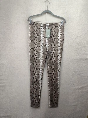 H M Women Leggings Large Brown Animal Print Poly Blend Pull On High Rise Ankle - Image 1 of 4