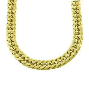 Men's Sollid 21MM 18K Gold Plated Tight Miami Cuban Link Choker Chain Box Lock