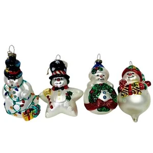 BK Lumiere Hand Blown Glass Christmas Tree Snowmen Ornaments Vintage Lot Decor - Picture 1 of 17