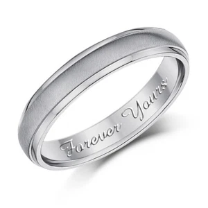 4 mm Titan matt & poliert Ring graviert 'Forever Yours' graviert Hochzeitsband - Bild 1 von 2