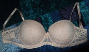 12D ED IT ED BODY BRA, WIRED MOULDED LACE CUP, BEIGE COLOR,ADJUSTABLE STRAPS,NEW - Picture 1 of 4