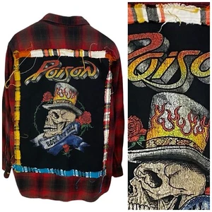 Camisa de Franela Reciclada para Mujer 1X Calavera Roja Halloween Grunge Campamento Rock Concierto - Imagen 1 de 10