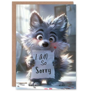 Entschuldigung Niedlichen Welpen Halten So Leid Zeichen Geburtstagskarte - Bild 1 von 6