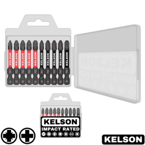 10 x gemischte Pozi & Kreuzschlitz 50 mm Schlagschrauber-Bits mit Koffer 1/4" KELSON - Bild 1 von 7